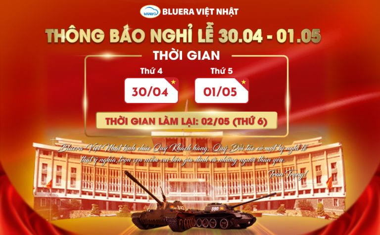 Bluera Việt Nhật trân trọng thông báo lịch nghỉ lễ 30/04 và 01/05 năm 2025