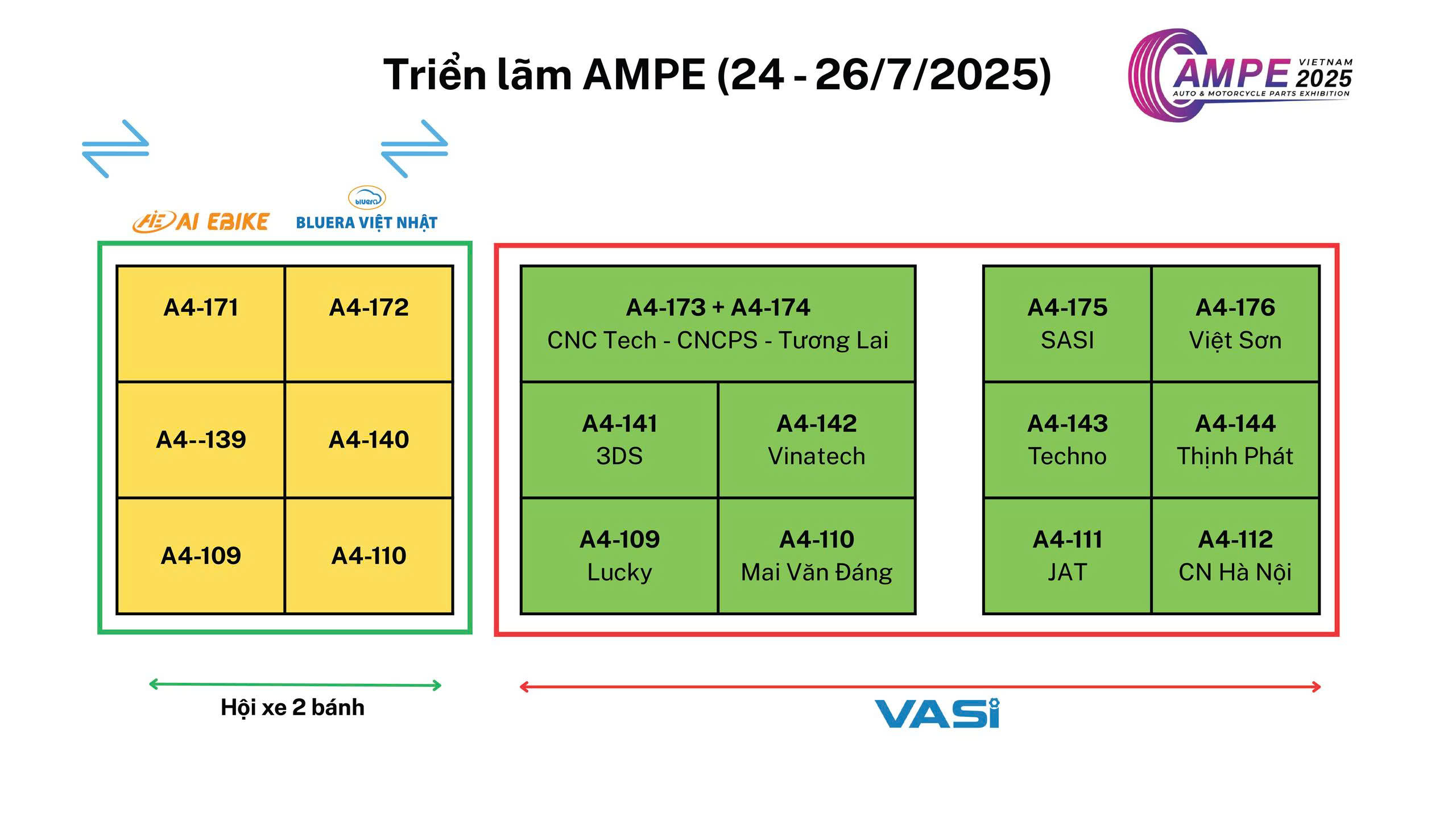 Gian Hàng Xe Điện Bluera Việt Nhật Tại EXPO Chính Thức Khai Mạc, Sẵn Sàng Đón Khách! 1 Gian hàng của chúng tôi tại các vị trí: A4 – 109, 110, 139, 140, 171, 172
