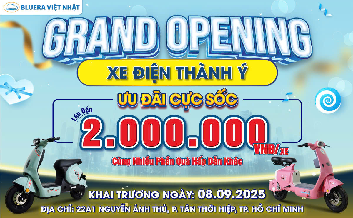 Khai Trương Bùng Nổ: Cửa Hàng Xe Điện Bluera Việt Nhật Chính Hãng Thành Ý Tại TP.HCM 4 Hình ảnh sản phẩm mới nhất